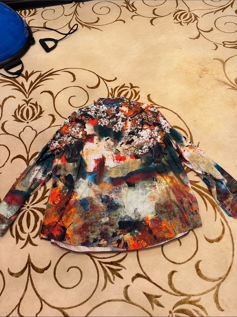 Robert Graham Multicolor Abstract Floral Dress Shirt - Orange, Blue, Green, Red